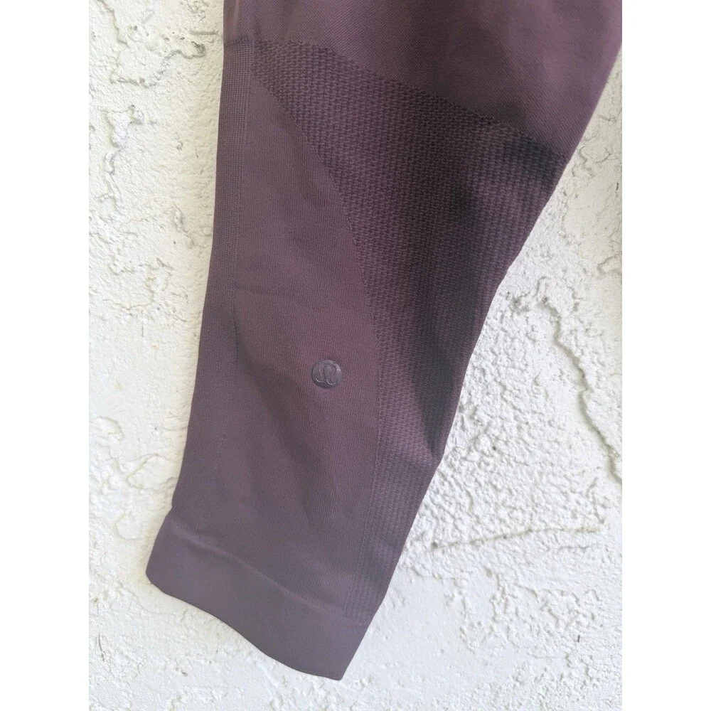 LULULEMON Seamless Cropped Leggings Deep Maroon Stretch Athleisure Size 4 - Picture 2 of 4